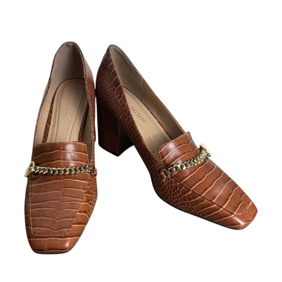 The Limited Womens Whiskey Brown "Benton" Loafer Snake Print Square Toe 10M - Picture 2 of 12